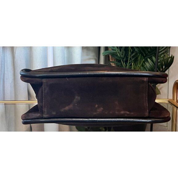 Gucci Black & Brown Suede Shoulder Bag With Leather Trim & Double Handles - Picture 6 of 12